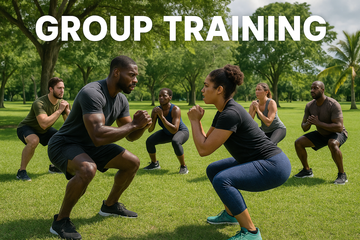 Park Group Training with White Banner